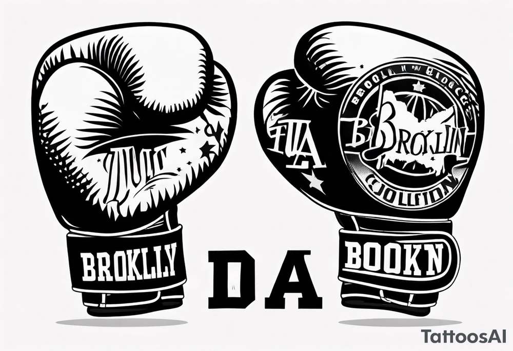 pair of boxing gloves in cartoon style with Brooklyn wording tattoo idea