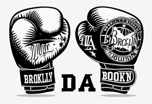 pair of boxing gloves in cartoon style with Brooklyn wording tattoo idea