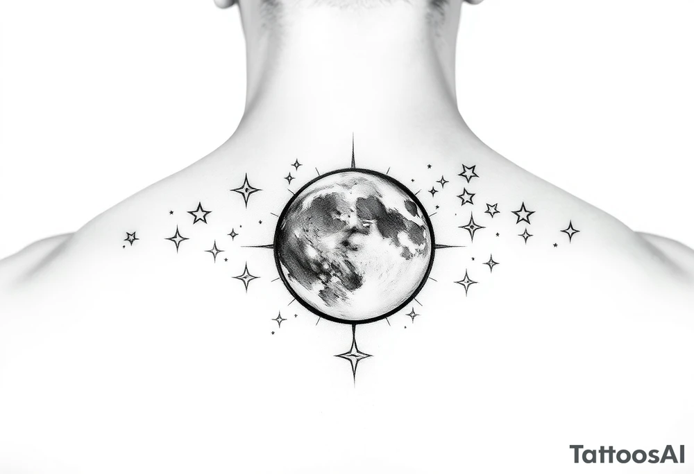 stars and moon tattoo idea