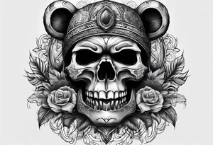 Dark skull and bears head tattoo idea