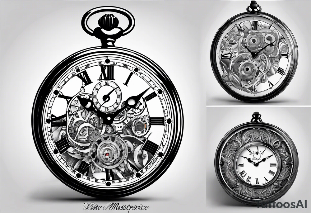 Old school pocket watch exploded showing inner mechanism tattoo idea Old school pocket watch exploded showing inner mechanism tattoo idea