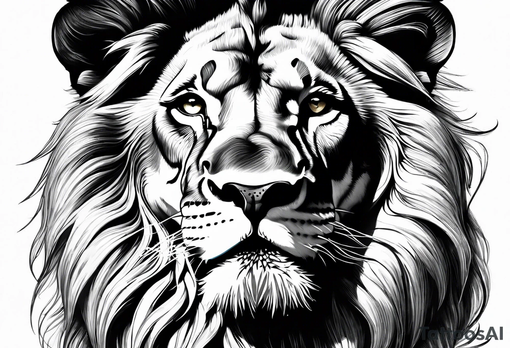 powerful majestic lion, close-up tattoo idea
