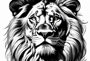 powerful majestic lion, close-up tattoo idea