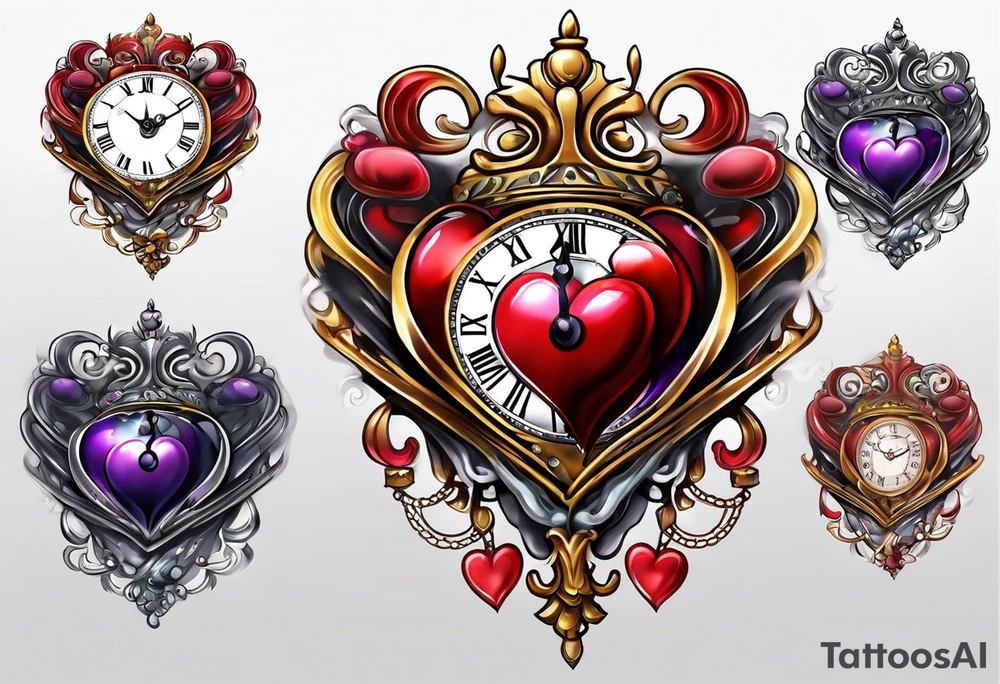 Heart with clock hands on 8 and 5 tattoo idea