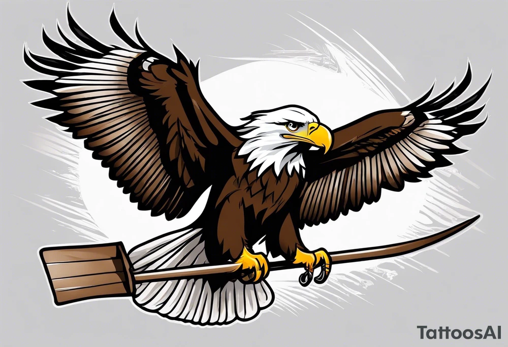 eagle flying with an oar tattoo idea