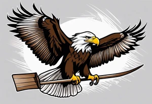 eagle flying with an oar tattoo idea