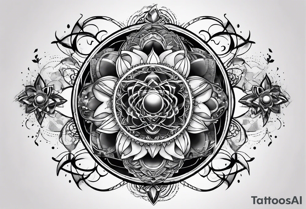 atom with quantum cloud tattoo idea