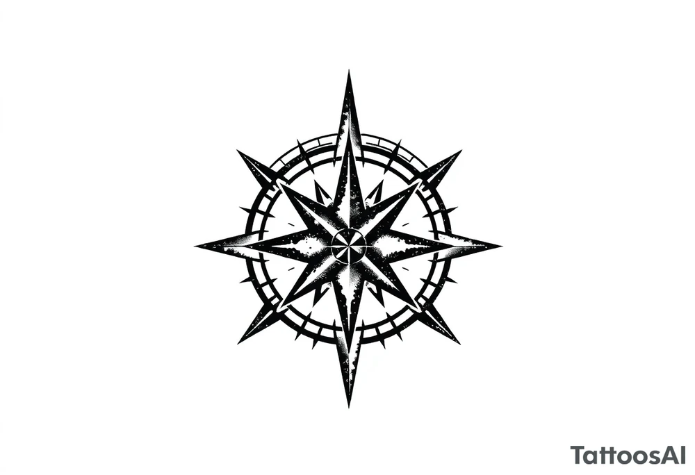 Simple double layered compass rose tattoo idea