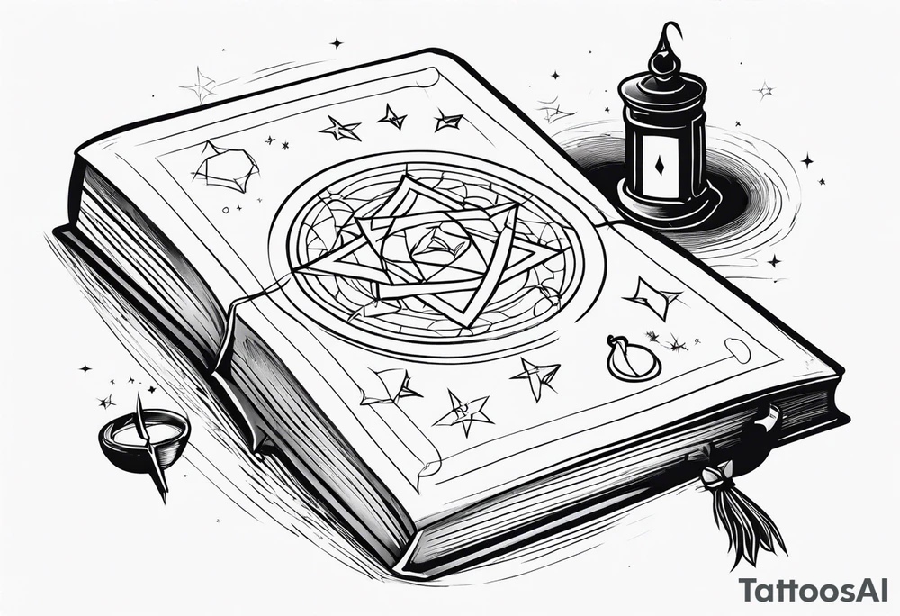 witches spell book tattoo idea