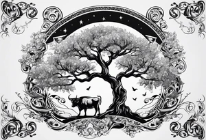 Tree of life and Taurus tattoo idea