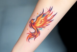 Phoenix with blazing fire tattoo idea