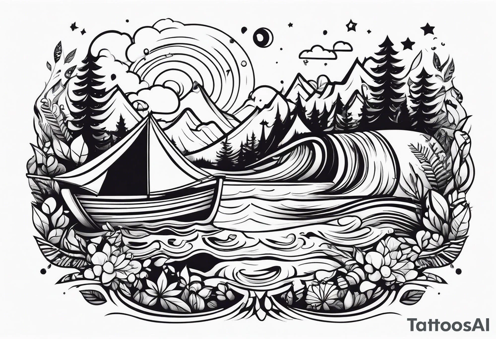 Acampamento cachoeira e natureza tattoo idea