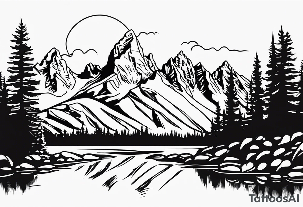 grand Tetons forearm band tattoo idea