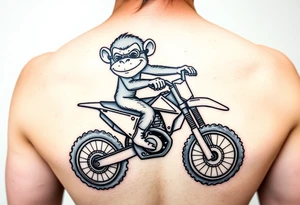 Cartoon monkey on an orange dirtbike tattoo idea