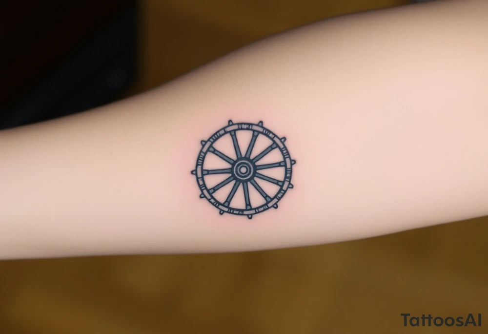 Wagon wheel with busted spokes tattoo idea