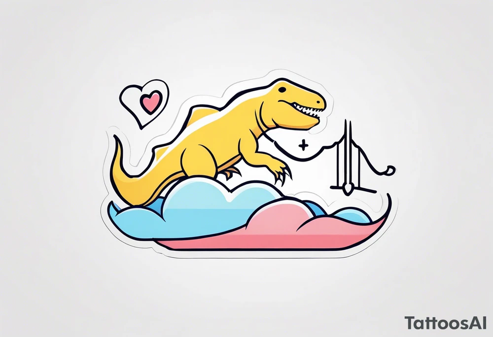 Create a lifeline tattoo. How heartbeats are. On the right side there should be a tiny cute dino. With a few heart around. tattoo idea