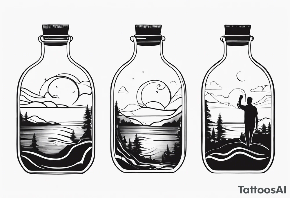 MAN IN BOTTLE tattoo idea