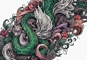 Cthulhu wrap around arm sleeve with other eldritch beasts tattoo idea