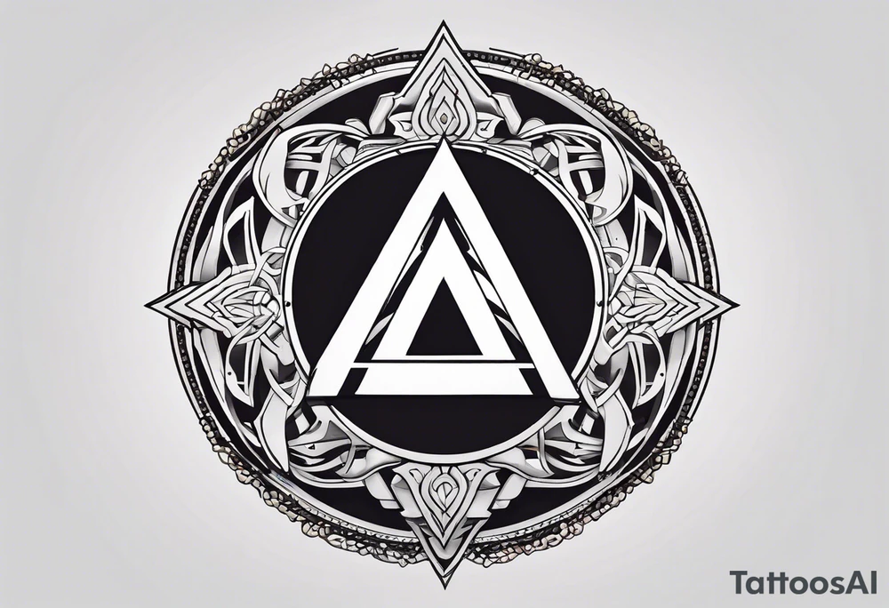 Simplistic symbol large delta inside a circle made from chain tattoo idea