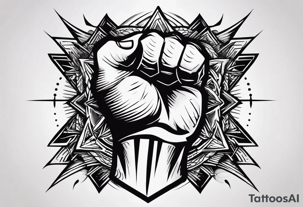 A clenched fist on the back using negative space techniques tattoo idea A clenched fist on the back using negative space techniques tattoo idea