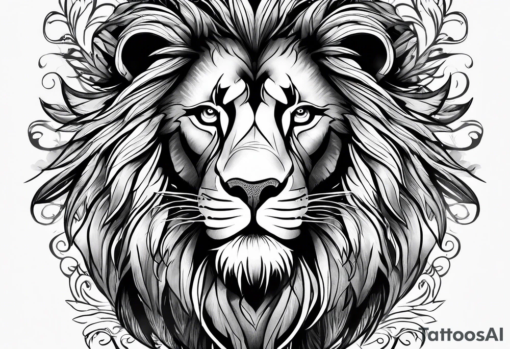 Feather lion tattoo idea