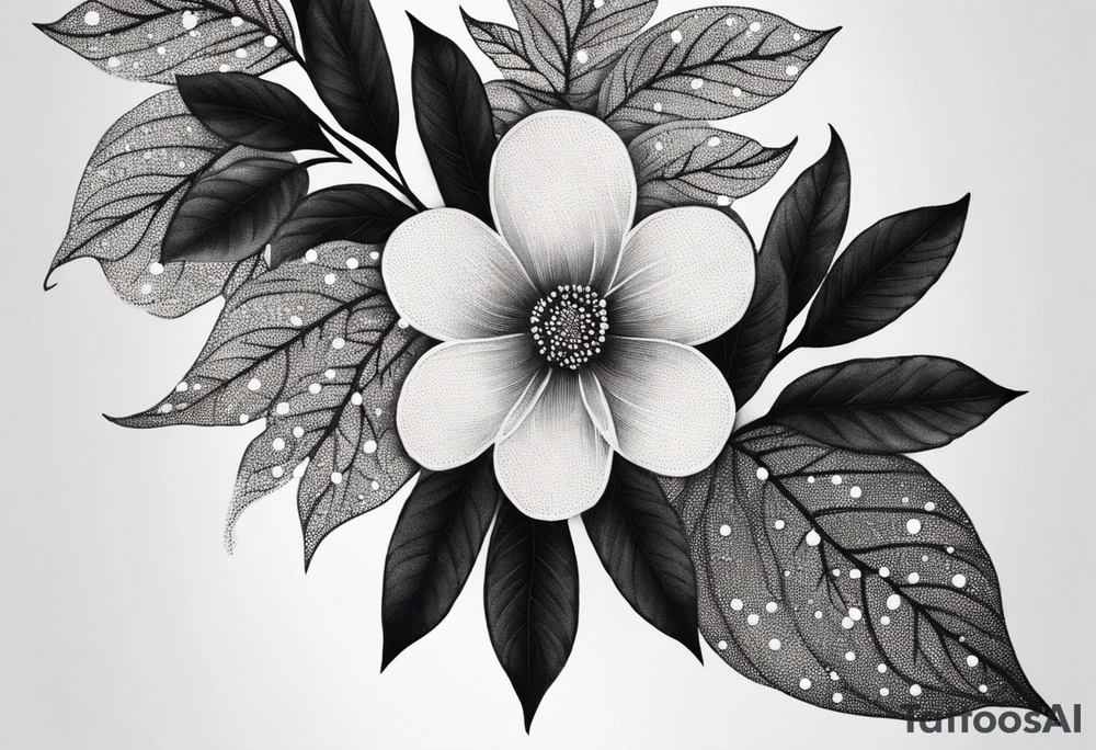 Leaves with Flower Details Long tattoo idea