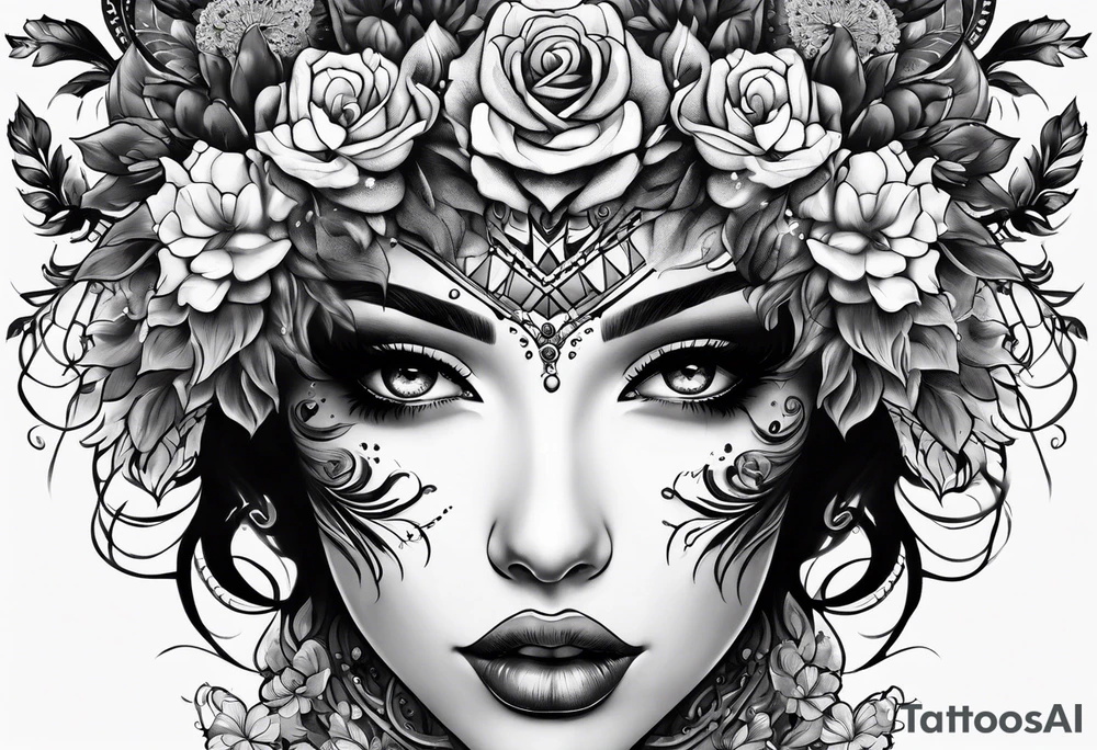 Time cosmic beauty flowers fear smoke tattoo idea