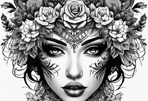Time cosmic beauty flowers fear smoke tattoo idea