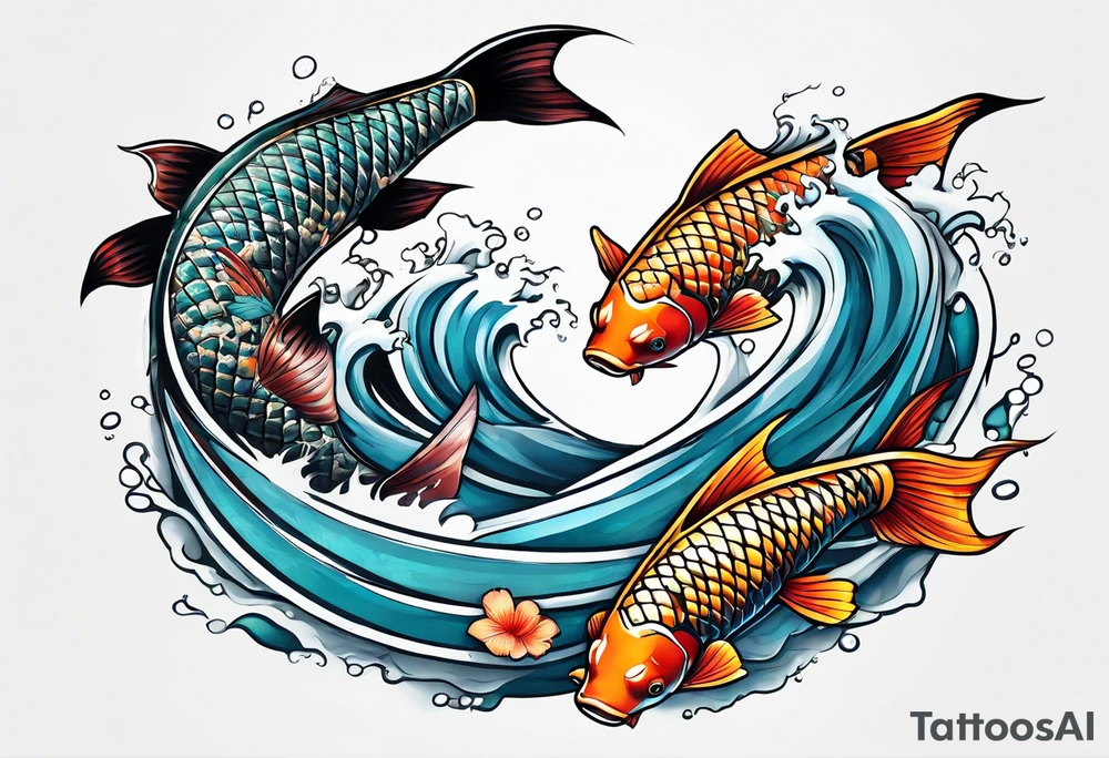 Kintaro doing a ju jitsu rear naked choke to a koi fish tattoo idea