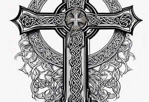 A stone Celtic cross, standing solemnly tattoo idea