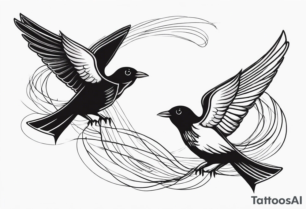 Two birds on forewarn flying towards each other tattoo idea