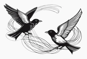 Two birds on forewarn flying towards each other tattoo idea