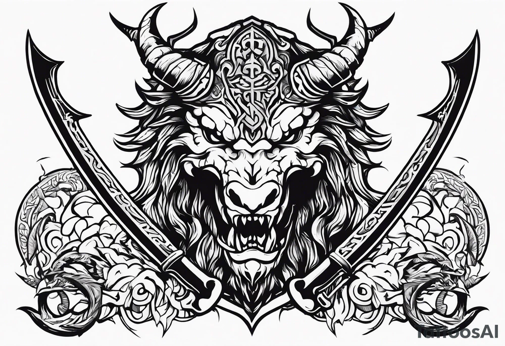 Valhalla death 
prayer sword dragon head axe tattoo idea