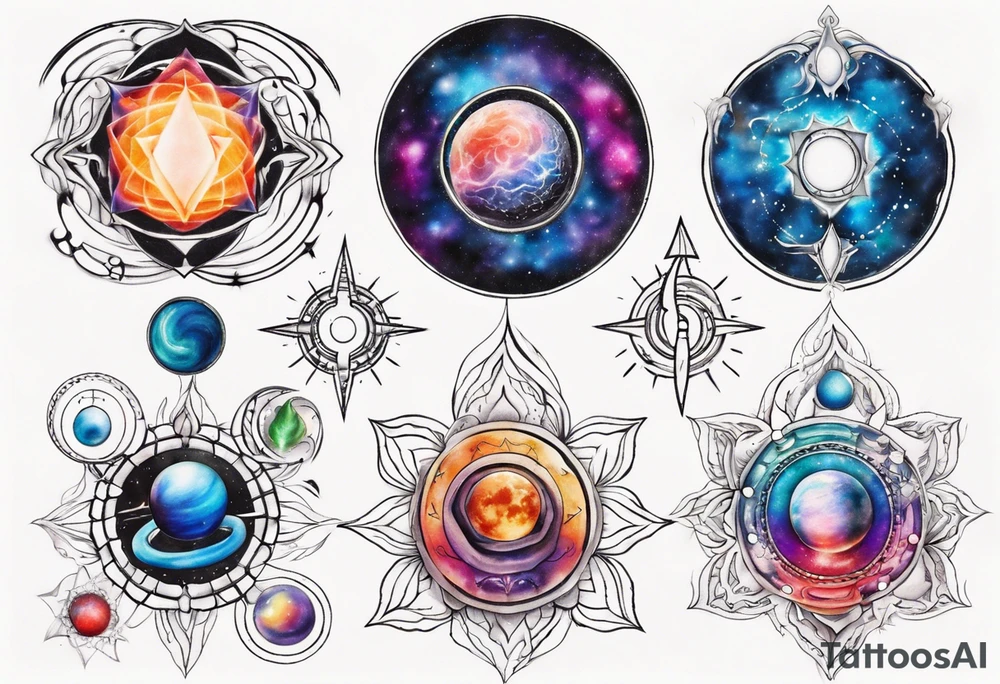 Spiritual awakening 
Planets 
Chakra tattoo idea