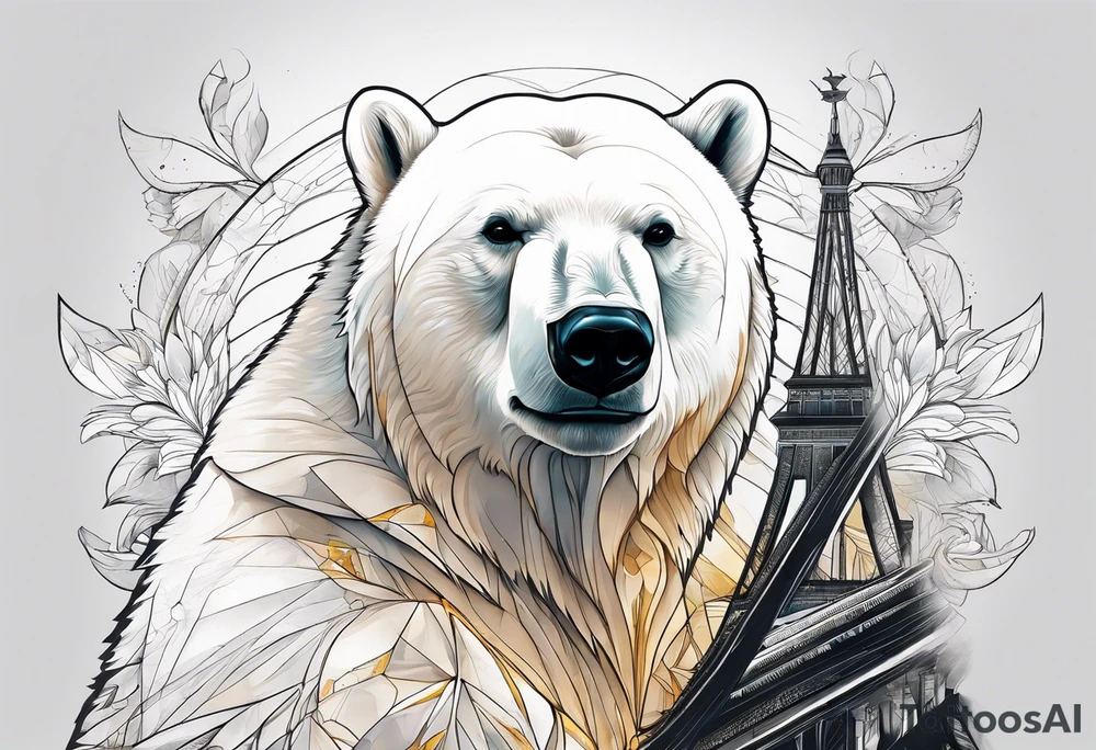 mona lisa but a polar bear tattoo idea