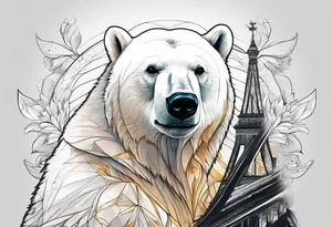 mona lisa but a polar bear tattoo idea