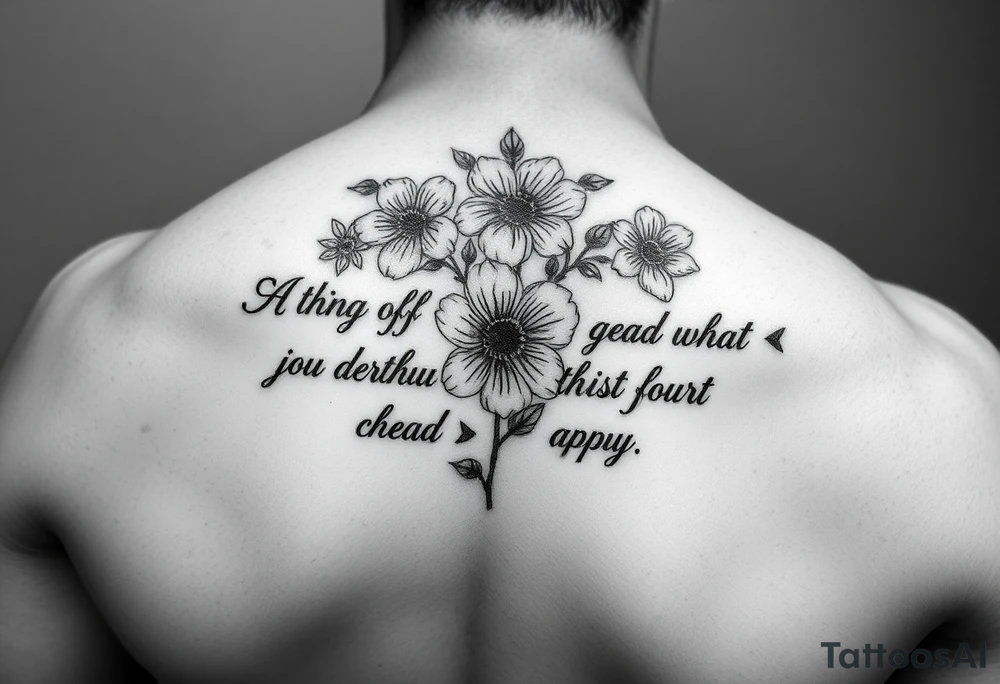 Meaningful quotes that has meanings such as family, love, kindness, fairness, respect, trust, loyalty, humour, honesty, hardworking, thoughtful, sharing and it has some flowers as a background or just around it thats on the ribs tattoo idea