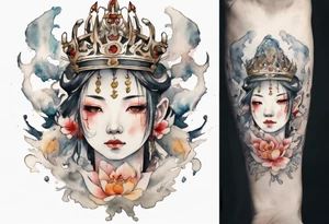 a white ampitheare wearing an iron crown tattoo idea