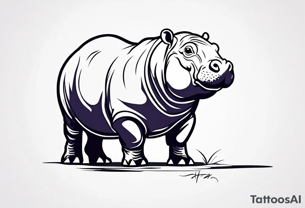 Baby hippo with a stern face tattoo idea