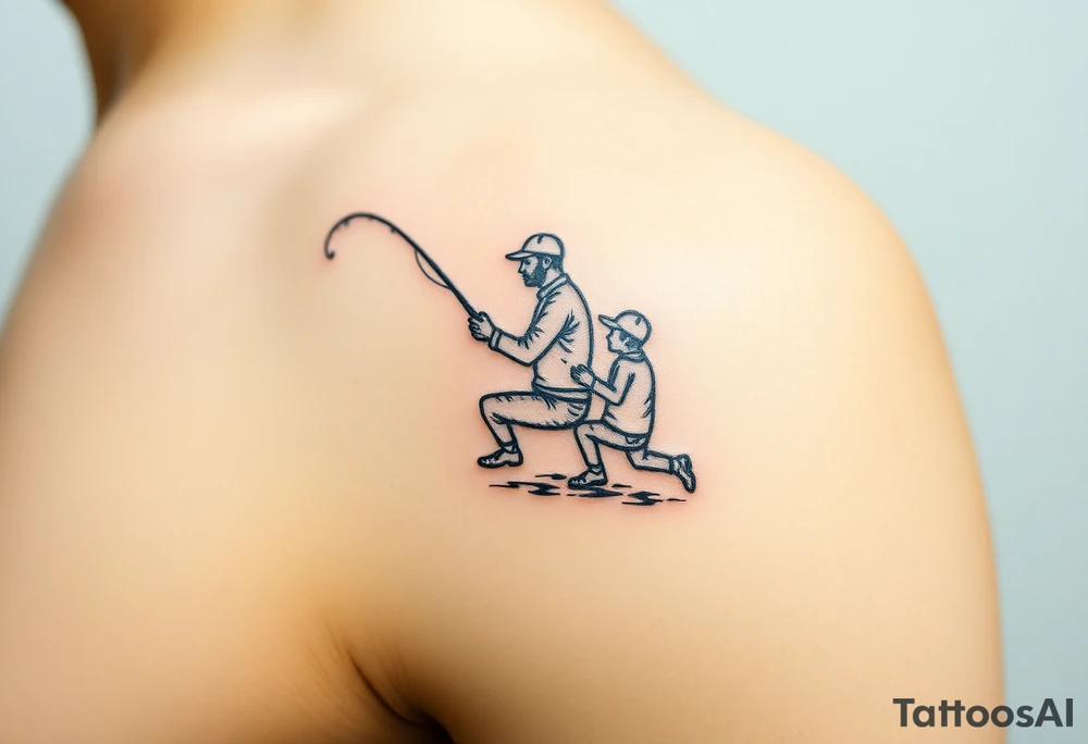 Father and son fishing tattoo idea