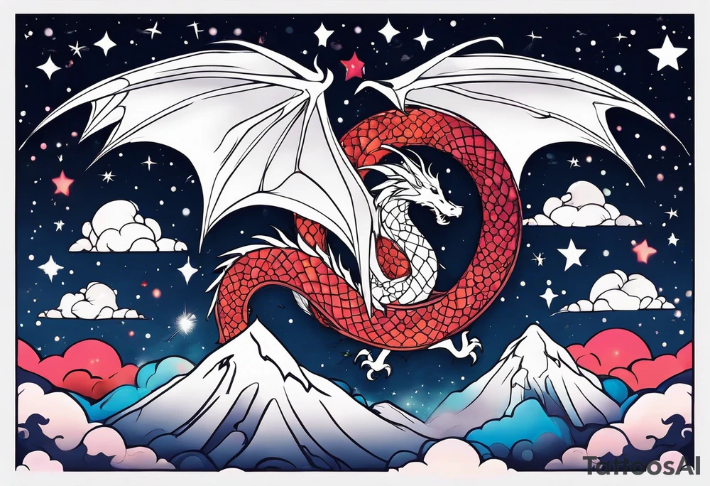 Constellation, wing , snow , cross , dragon japan kawaii tattoo idea