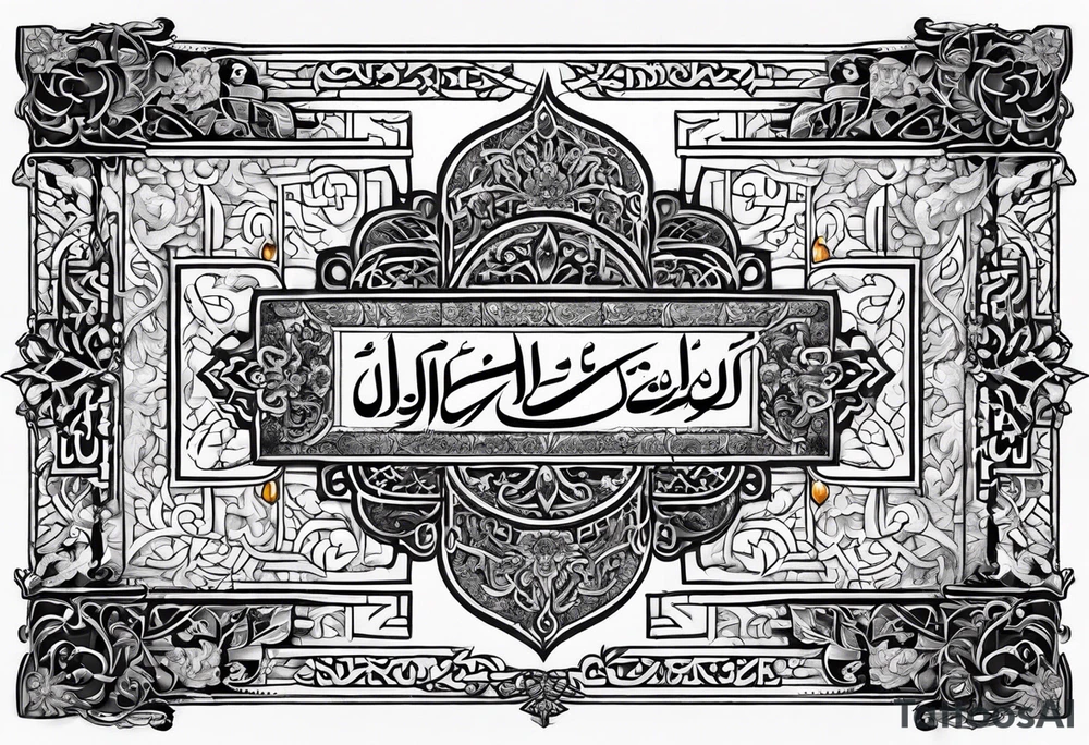 Arabic writing with scroll and heaven tattoo idea
