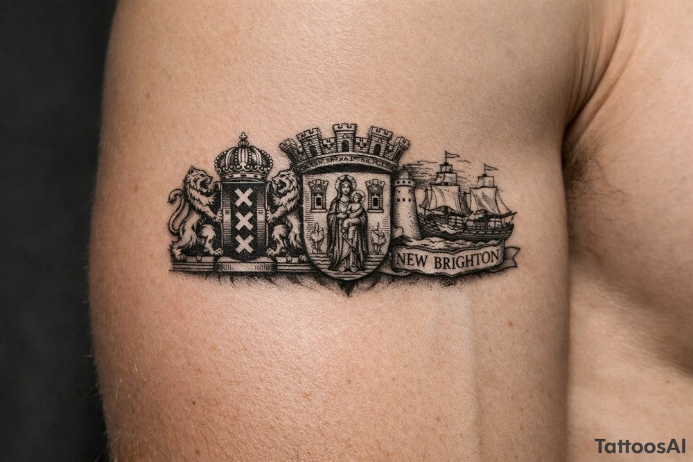 Crests of Amsterdam and Braga and New Brighton tattoo idea