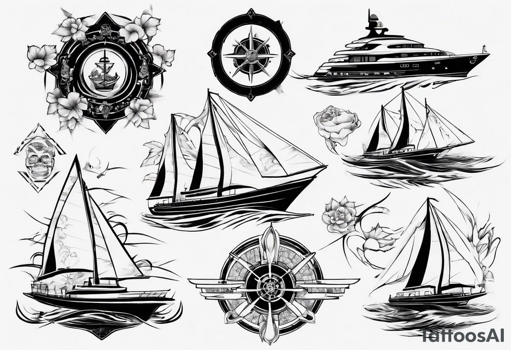 luxury yacht tattoo idea