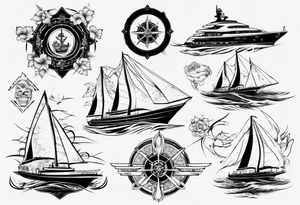 luxury yacht tattoo idea