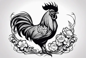 Buff rooster cartoon chopping crabs tattoo idea