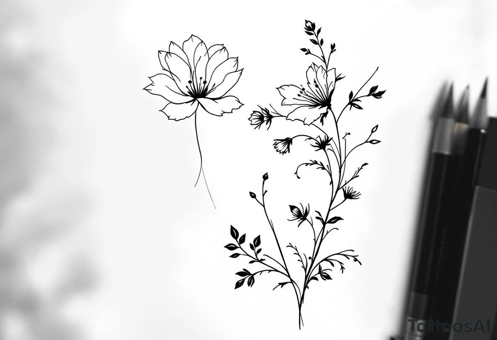 ornaments of flowers tattoo idea