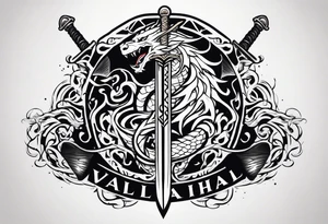 Valhalla  dragon sword symbol tattoo idea