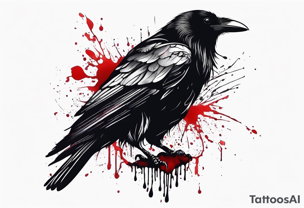 a black raven dripped in blood tattoo idea