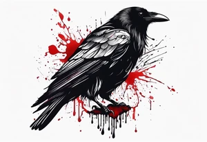 a black raven dripped in blood tattoo idea